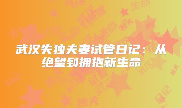 武汉失独夫妻试管日记：从绝望到拥抱新生命