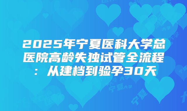 2025年宁夏医科大学总医院高龄失独试管全流程：从建档到验孕30天