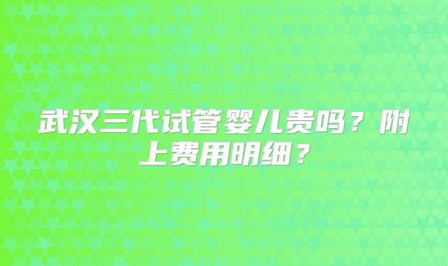 武汉三代试管婴儿贵吗？附上费用明细？
