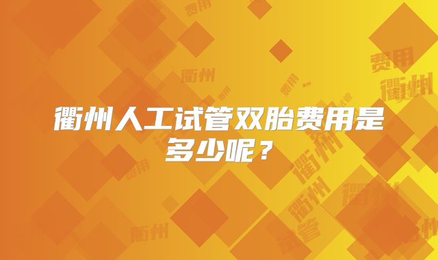 衢州人工试管双胎费用是多少呢?