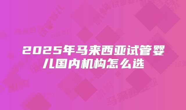 2025年马来西亚试管婴儿国内机构怎么选