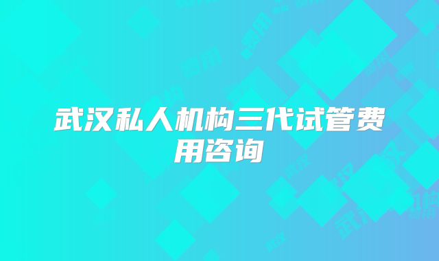 武汉私人机构三代试管费用咨询