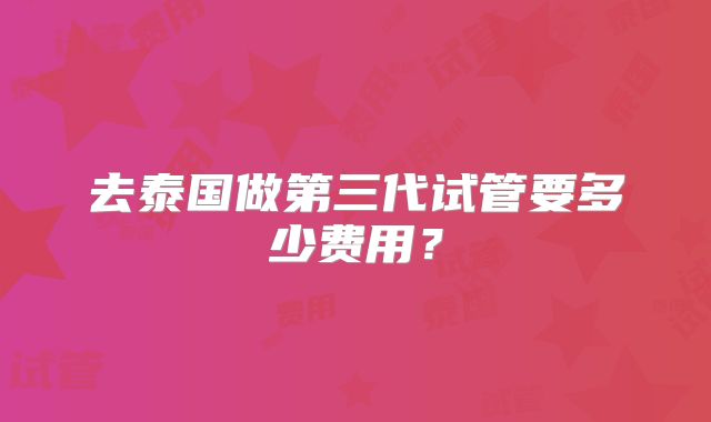 去泰国做第三代试管要多少费用?