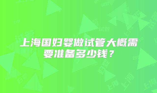 上海国妇婴做试管大概需要准备多少钱？