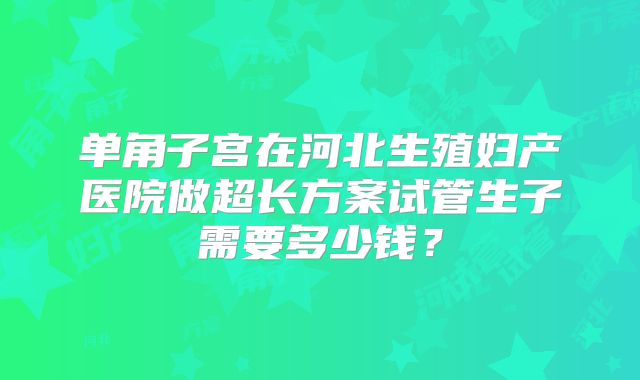 单角子宫在河北生殖妇产医院做超长方案试管生子需要多少钱?