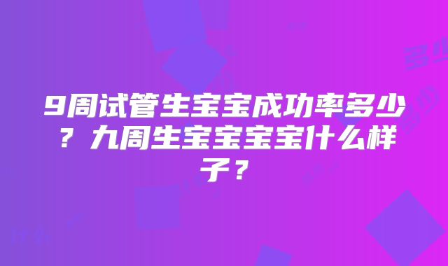9周试管生宝宝成功率多少？九周生宝宝宝宝什么样子？