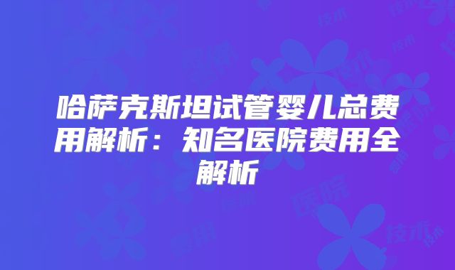 哈萨克斯坦试管婴儿总费用解析：知名医院费用全解析