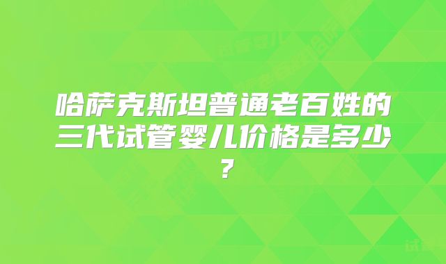 哈萨克斯坦普通老百姓的三代试管婴儿价格是多少?