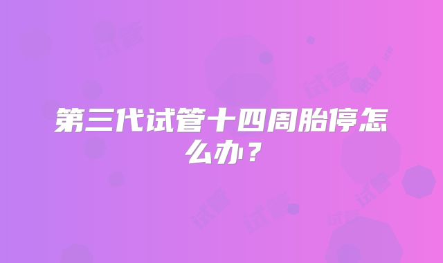 第三代试管十四周胎停怎么办？
