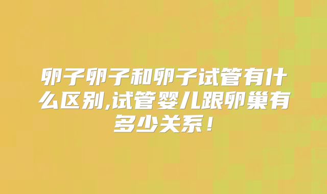 卵子卵子和卵子试管有什么区别,试管婴儿跟卵巢有多少关系!