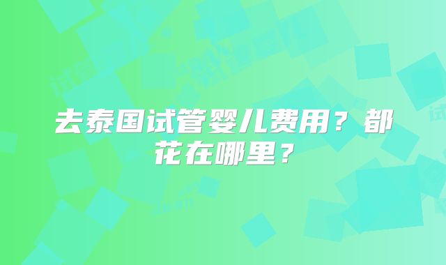 去泰国试管婴儿费用？都花在哪里？