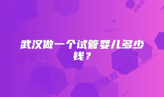 武汉做一个试管婴儿多少钱？