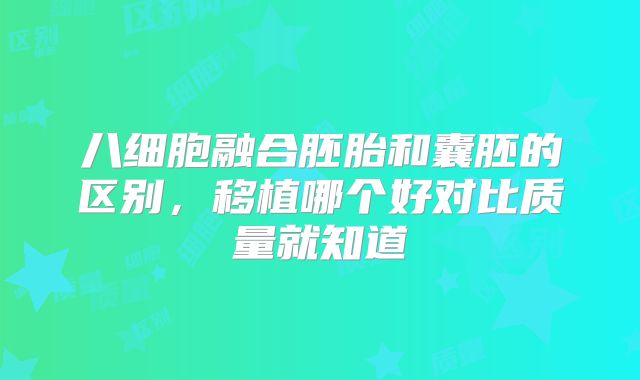 八细胞融合胚胎和囊胚的区别,移植哪个好对比质量就知道