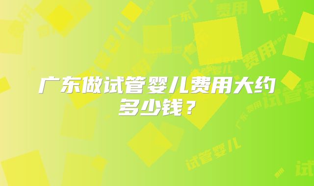 广东做试管婴儿费用大约多少钱？