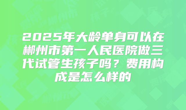 2025年大龄单身可以在郴州市第一人民医院做三代试管生孩子吗？费用构成是怎么样的