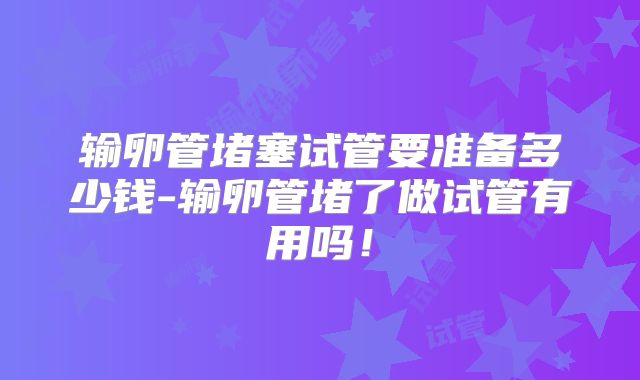 输卵管堵塞试管要准备多少钱-输卵管堵了做试管有用吗!