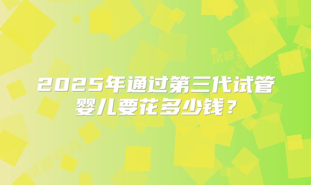 2025年通过第三代试管婴儿要花多少钱？