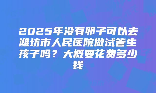 2025年没有卵子可以去潍坊市人民医院做试管生孩子吗?大概要花费多少钱
