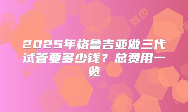 2025年格鲁吉亚做三代试管要多少钱?总费用一览