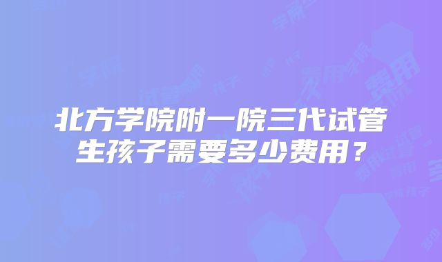 北方学院附一院三代试管生孩子需要多少费用？