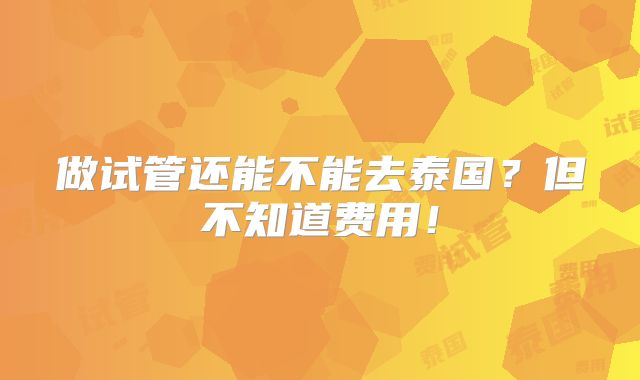 做试管还能不能去泰国？但不知道费用！