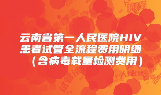 云南省第一人民医院HIV患者试管全流程费用明细（含病毒载量检测费用）