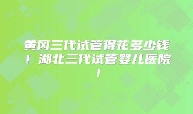 黄冈三代试管得花多少钱!湖北三代试管婴儿医院!
