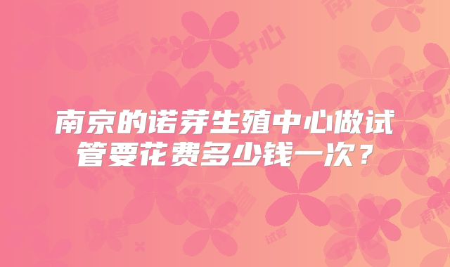 南京的诺芽生殖中心做试管要花费多少钱一次？