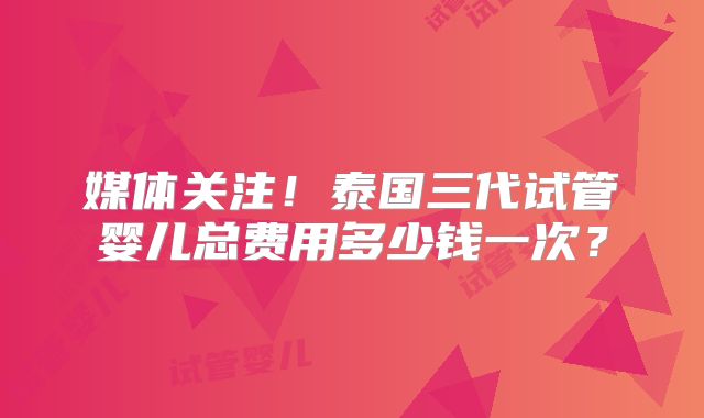 媒体关注！泰国三代试管婴儿总费用多少钱一次？