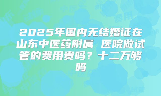 2025年国内无结婚证在山东中医药附属 医院做试管的费用贵吗?十二万够吗