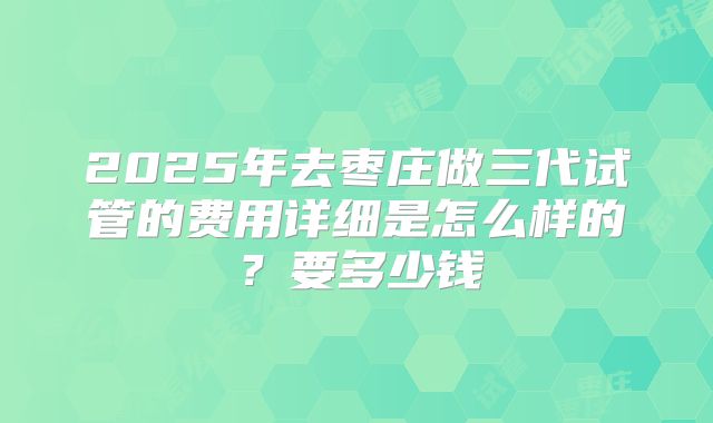 2025年去枣庄做三代试管的费用详细是怎么样的?要多少钱