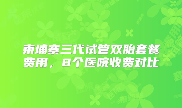 柬埔寨三代试管双胎套餐费用，8个医院收费对比