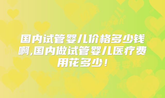 国内试管婴儿价格多少钱啊,国内做试管婴儿医疗费用花多少！