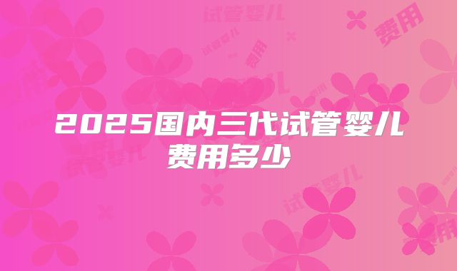 2025国内三代试管婴儿费用多少