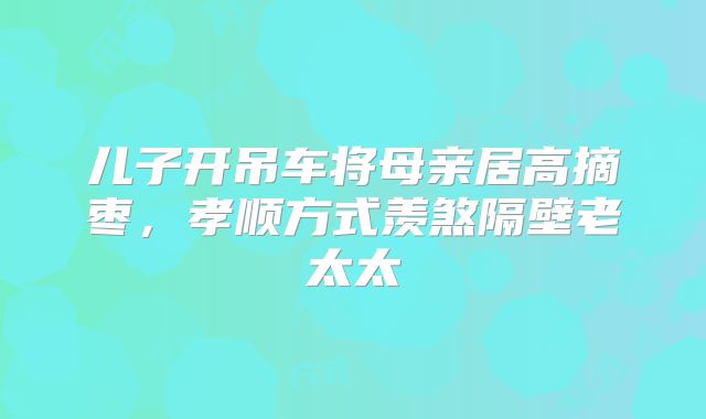 儿子开吊车将母亲居高摘枣，孝顺方式羡煞隔壁老太太