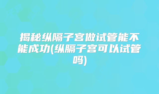 揭秘纵隔子宫做试管能不能成功(纵膈子宫可以试管吗)