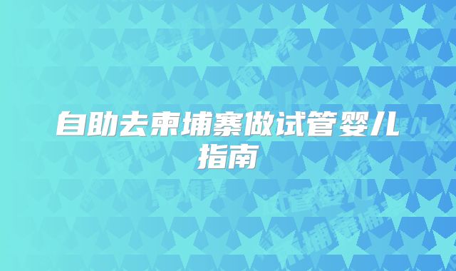 自助去柬埔寨做试管婴儿指南
