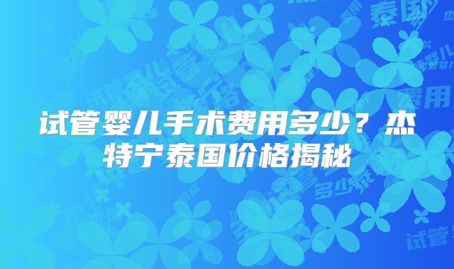 试管婴儿手术费用多少？杰特宁泰国价格揭秘