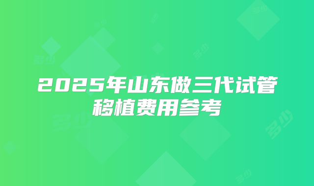 2025年山东做三代试管移植费用参考