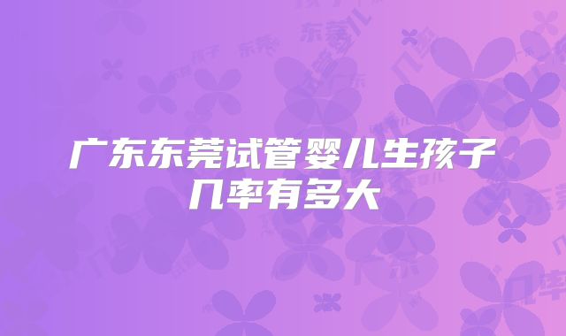广东东莞试管婴儿生孩子几率有多大