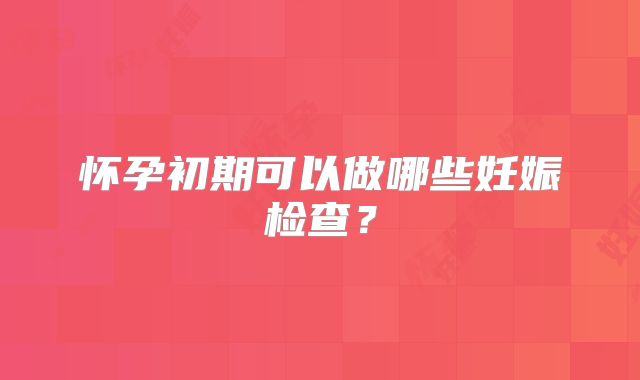 怀孕初期可以做哪些妊娠检查?
