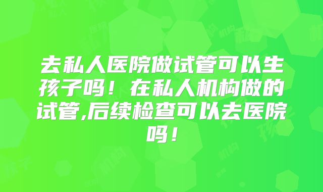 去私人医院做试管可以生孩子吗!在私人机构做的试管,后续检查可以去医院吗!