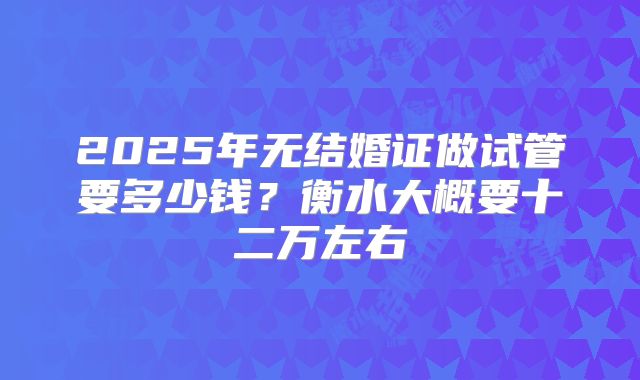 2025年无结婚证做试管要多少钱？衡水大概要十二万左右