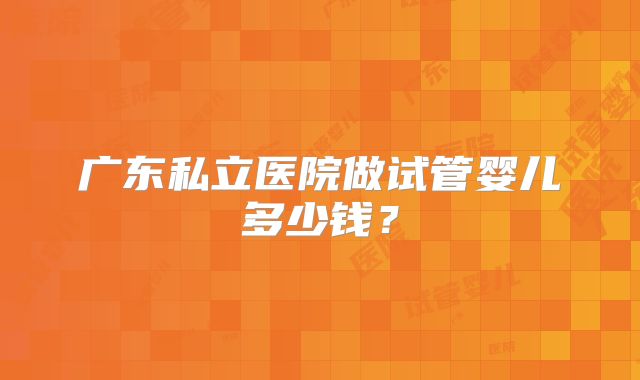 广东私立医院做试管婴儿多少钱？