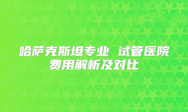 哈萨克斯坦专业 试管医院费用解析及对比