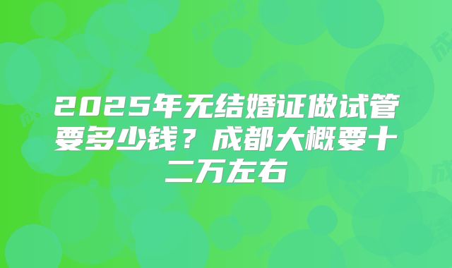 2025年无结婚证做试管要多少钱？成都大概要十二万左右