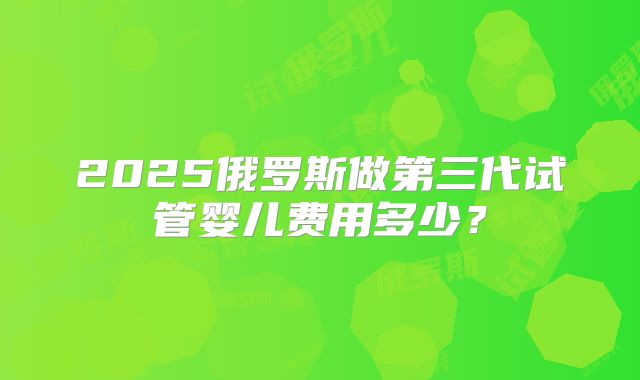 2025俄罗斯做第三代试管婴儿费用多少？