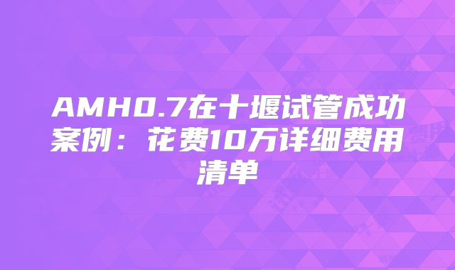 AMH0.7在十堰试管成功案例：花费10万详细费用清单