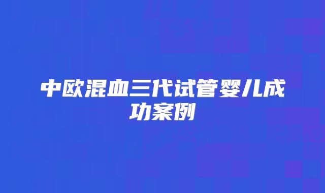 中欧混血三代试管婴儿成功案例