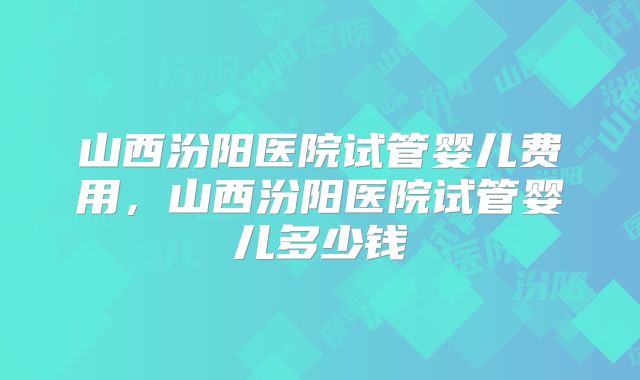 山西汾阳医院试管婴儿费用，山西汾阳医院试管婴儿多少钱